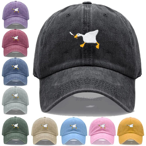 Unisex Dad Hat Embroidered Goose Pattern Fashionable Style Duckbill Cap Men Women